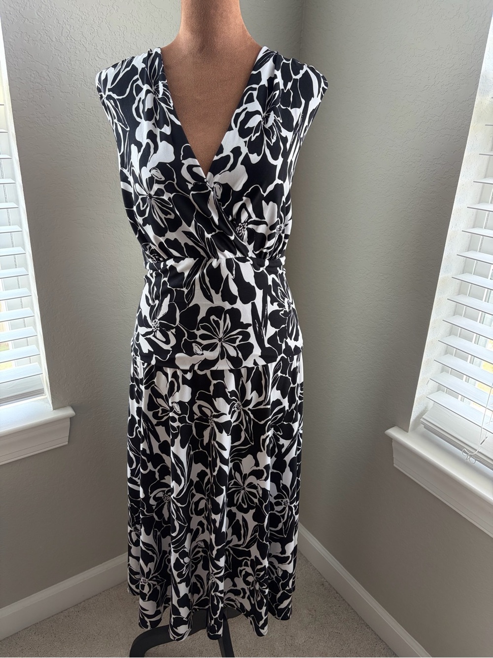 Lane Bryant Black and White Floral Midi Dress